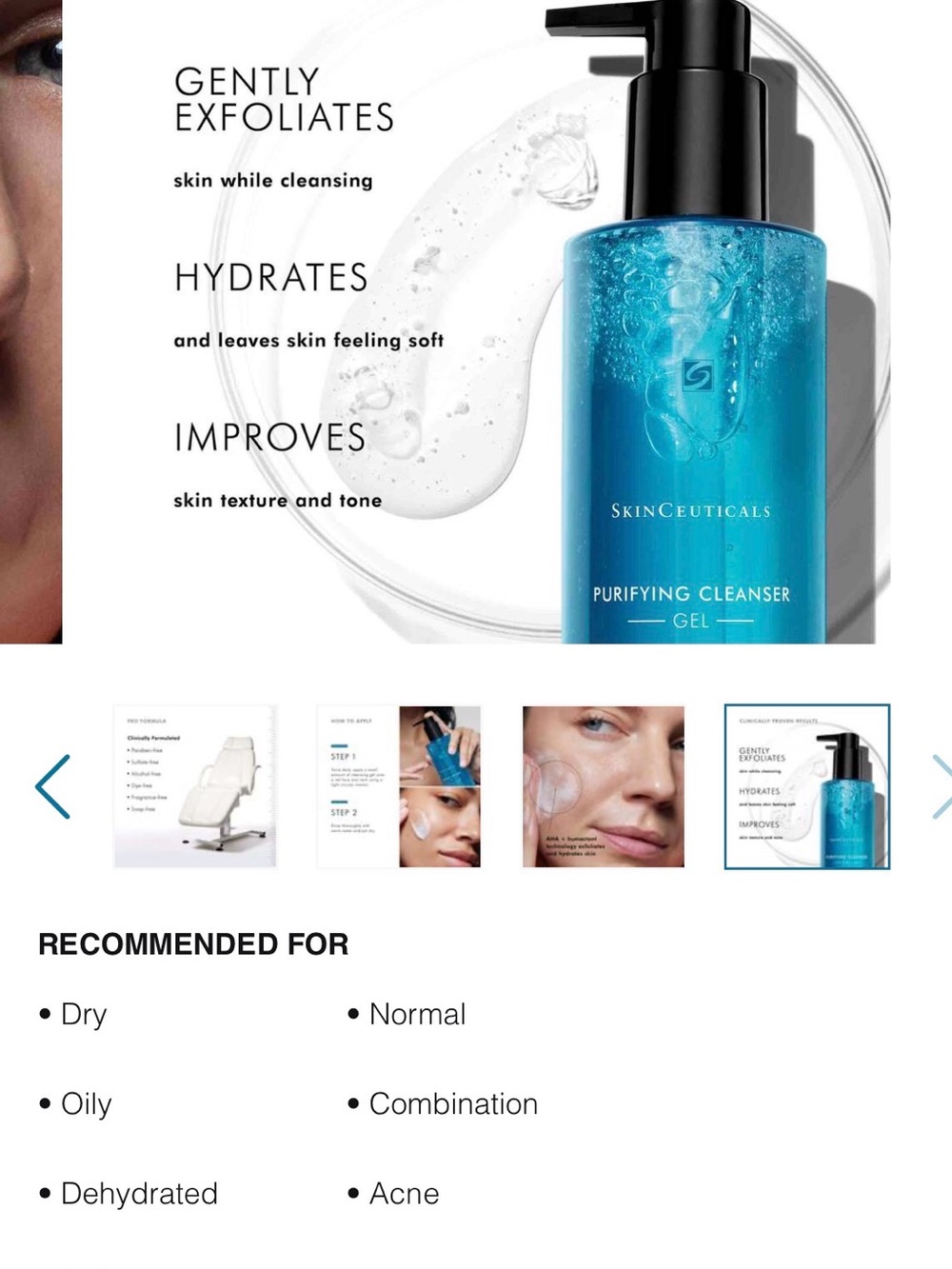 SkinCeuticals Purifying Cleanser Gel - Blue with Black Pump